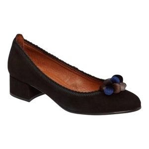 Hispanitas Black Suede Jedda Pompom Pumps Size 8M